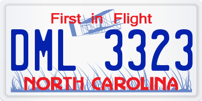 NC license plate DML3323