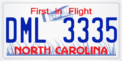 NC license plate DML3335