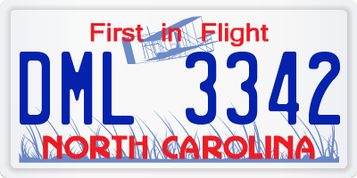 NC license plate DML3342