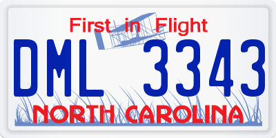 NC license plate DML3343