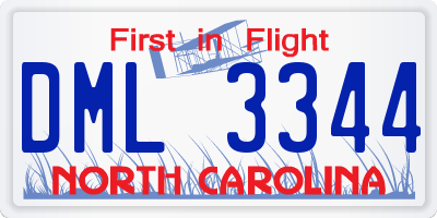 NC license plate DML3344