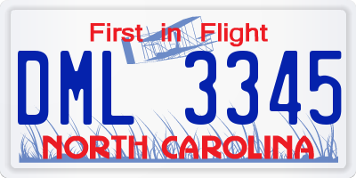 NC license plate DML3345