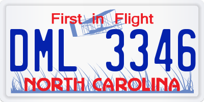 NC license plate DML3346