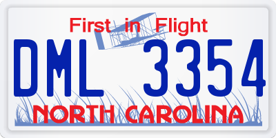 NC license plate DML3354