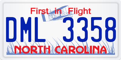 NC license plate DML3358