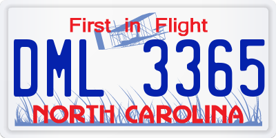 NC license plate DML3365