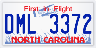 NC license plate DML3372