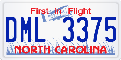 NC license plate DML3375