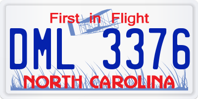 NC license plate DML3376