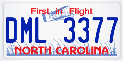 NC license plate DML3377