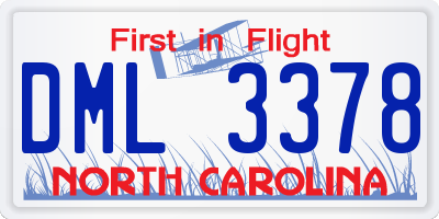 NC license plate DML3378