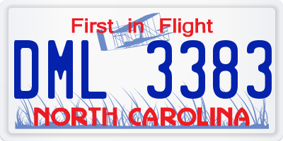 NC license plate DML3383