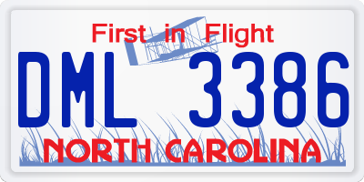 NC license plate DML3386