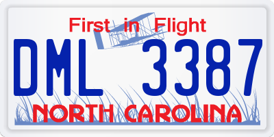 NC license plate DML3387