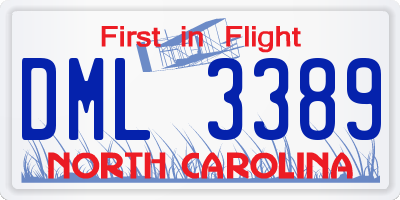 NC license plate DML3389
