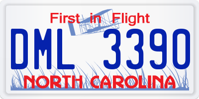 NC license plate DML3390