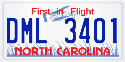 NC license plate DML3401