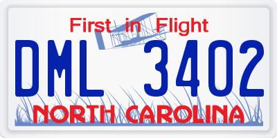 NC license plate DML3402