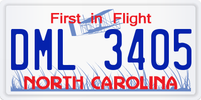 NC license plate DML3405