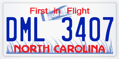 NC license plate DML3407