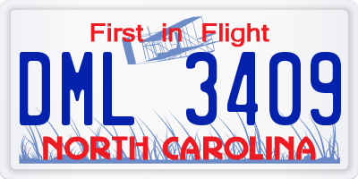 NC license plate DML3409