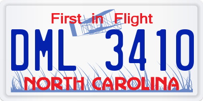 NC license plate DML3410