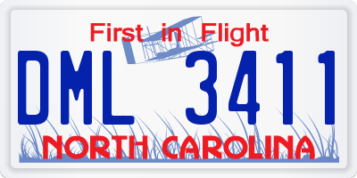 NC license plate DML3411
