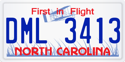 NC license plate DML3413
