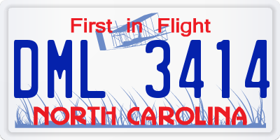 NC license plate DML3414