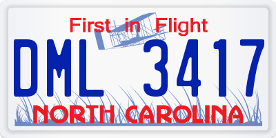 NC license plate DML3417
