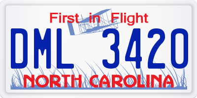 NC license plate DML3420