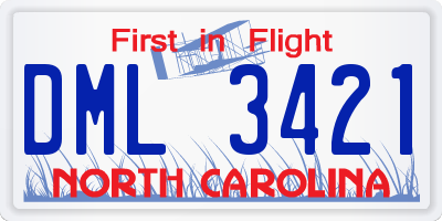 NC license plate DML3421