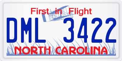 NC license plate DML3422