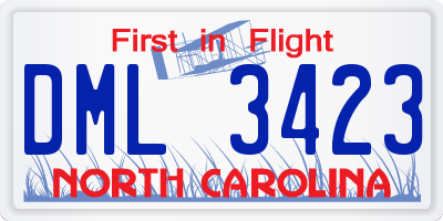 NC license plate DML3423