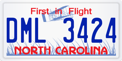 NC license plate DML3424