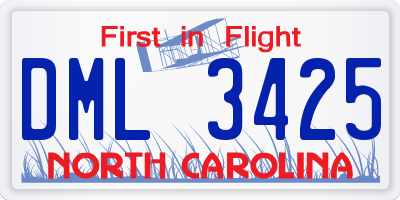 NC license plate DML3425