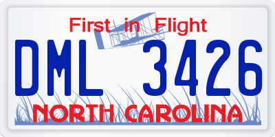 NC license plate DML3426