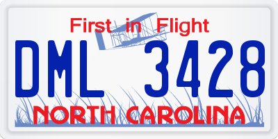 NC license plate DML3428