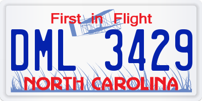 NC license plate DML3429