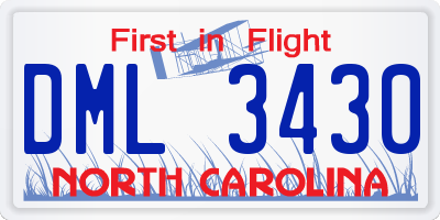 NC license plate DML3430