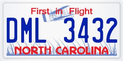 NC license plate DML3432