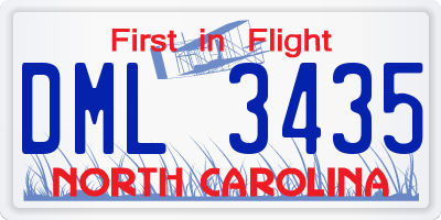 NC license plate DML3435