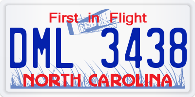 NC license plate DML3438