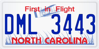NC license plate DML3443