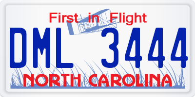 NC license plate DML3444