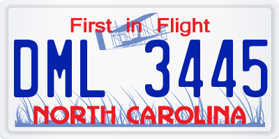 NC license plate DML3445