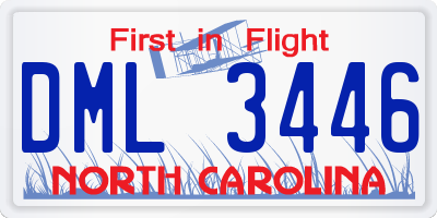 NC license plate DML3446