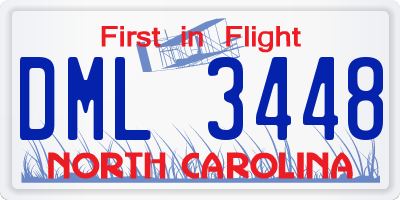 NC license plate DML3448