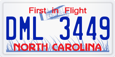NC license plate DML3449