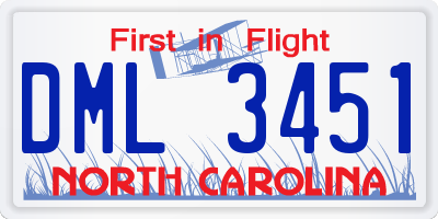 NC license plate DML3451
